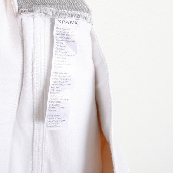 Spanx Distressed Skinny Jeans White With Side Stripe Raw Hem High Rise XL - Picture 6 of 8